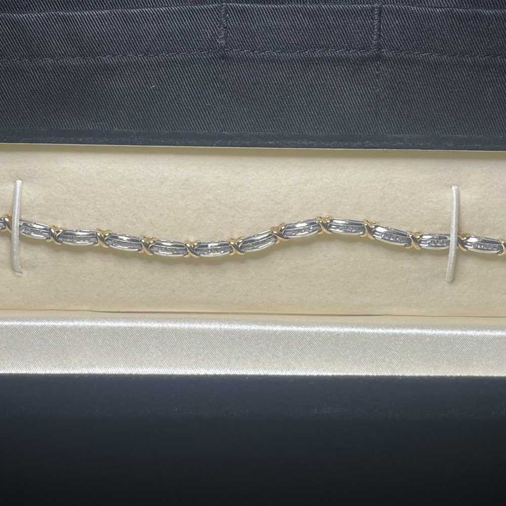 1 CT. T.W. Diamond Fashion "X" Bracelet in 10K Two-Tone Gold